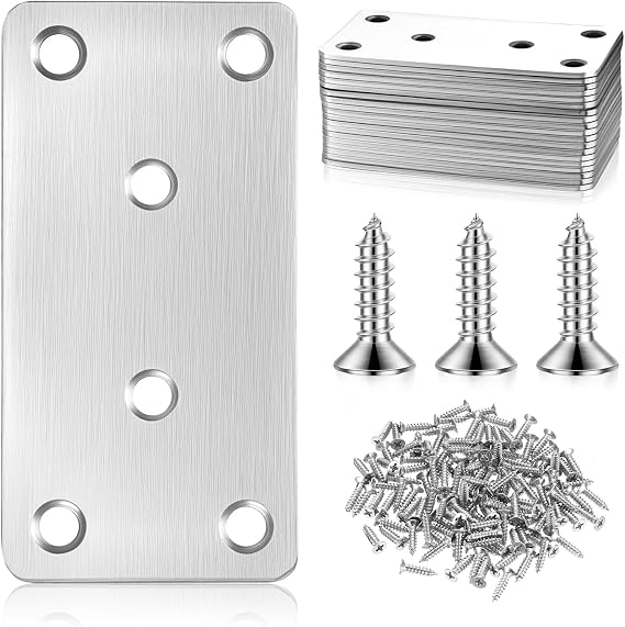 McBlast 20 Pcs Stainless Steel Flat Brackets with 6 Holes 80x40x1.75mm