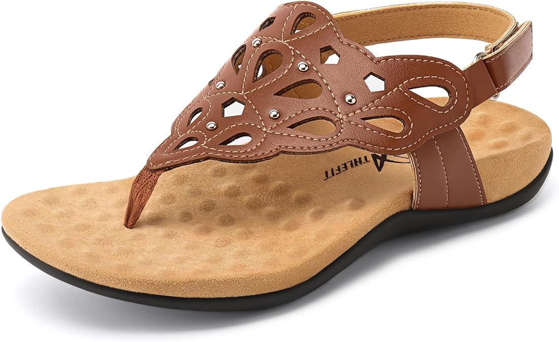 Athlefit Women's Orthopedic Flat Sandals with Arch Support