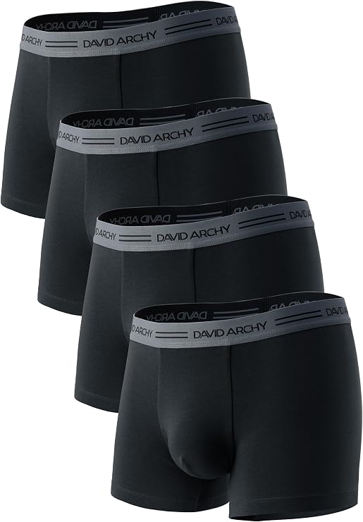DAVID ARCHY Men's Cotton Boxer Shorts Multipack, Breathable Stretch Underwear, Tagless Comfortable Trunks with Elastic Waistband for Everyday Wear, Gym & Travel