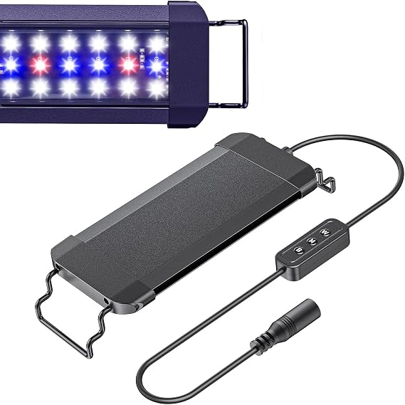 Pawfly 6 W Terrarium Light for 6" to 10" Terrariums Extendable Reptile Tank Light with Full Spectrum Brilliant White Blue Red Lights with Day & Night Modes and Adjustable Brightness