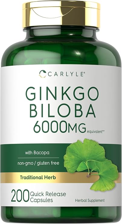Carlyle Ginkgo Biloba Pills | 200 Capsules | with Bacoba Extract
