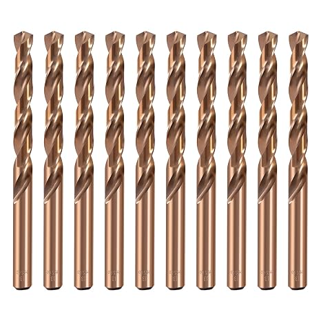 HSS Cobalt Drill Bits 1/4 in.x 4 in.Jobber Length M35 Twist Drill Steel Metal Iron-10Pcs