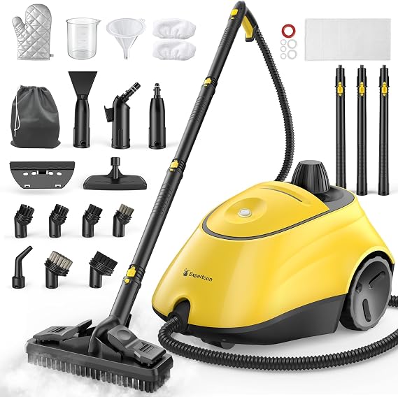 Heavy Duty Steam Cleaner, 1500W High-Temperature Mop with 26 Accessories, 1.4L Portable Tank, Chemical-Free Cleaning for Floors, Tiles, Cars & More, Child Lock for Safety, Easy Operation(Yellow)