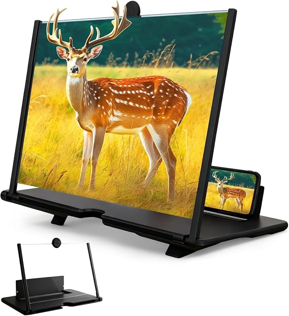 2026 Screen Magnifier Version, New Mobile Phone 3D HD Magnifying Projector Screen Enlarger for Movies, Videos and Gaming with Screen Magnifier Compatible with All Phones