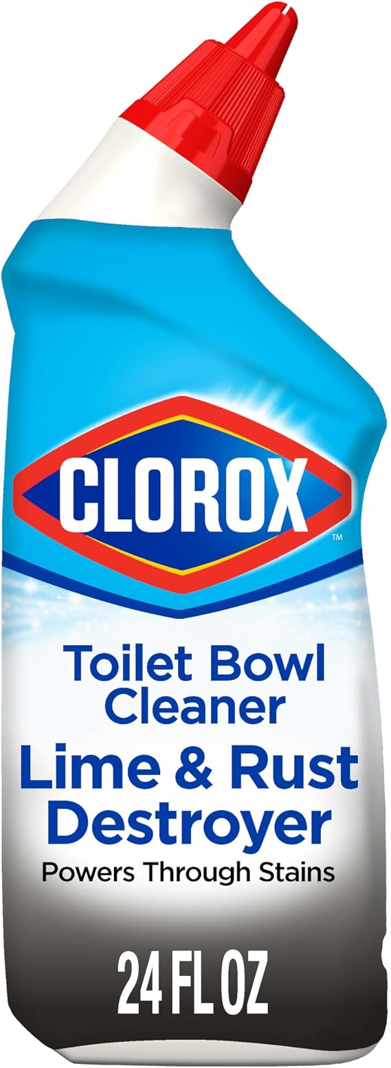 Clorox Toilet Bowl Cleaner Lime & Rust Destroyer, Automatic Toilet Bowl Cleaner, Healthcare Cleaning and Industrial Cleaning, 24 Ounces (Pack of 1)