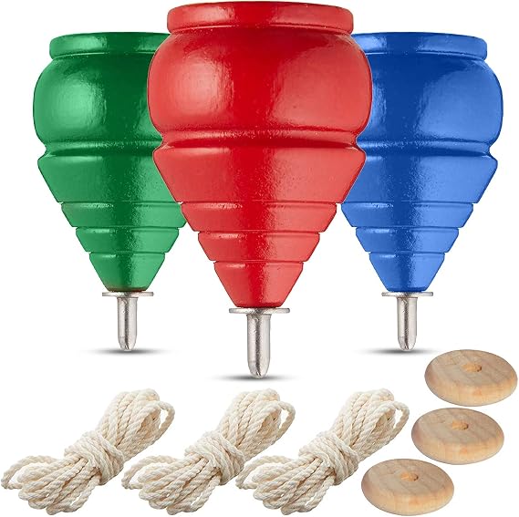 Authentic Spinning Tops Classic Wooden Trompos [Set of 3]