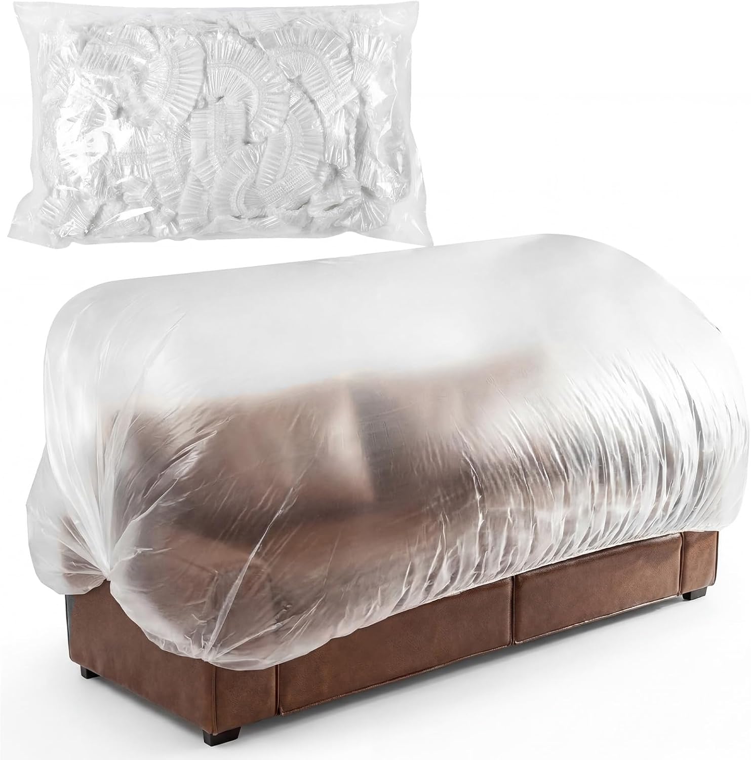 10 Pack Plastic Sofa Cover, 360 x 240cm Durable Waterproof Transparent Sofa Dust Covers Extra-Thick Large Furniture Bed Couch Protector Sofa Storage Covers for Sofas, Bed,Couch