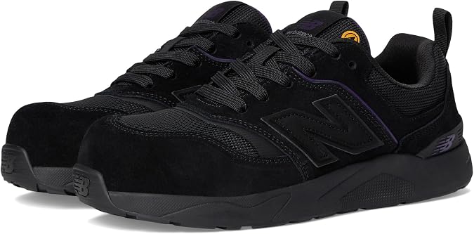 New Balance Elite Lite SD10 Composite Toe Womens Industrial Work Shoes, Black/Purple, Size 7, Wide, Lightweight Work Shoes for Women, Static Dissipative & Slip Resistant