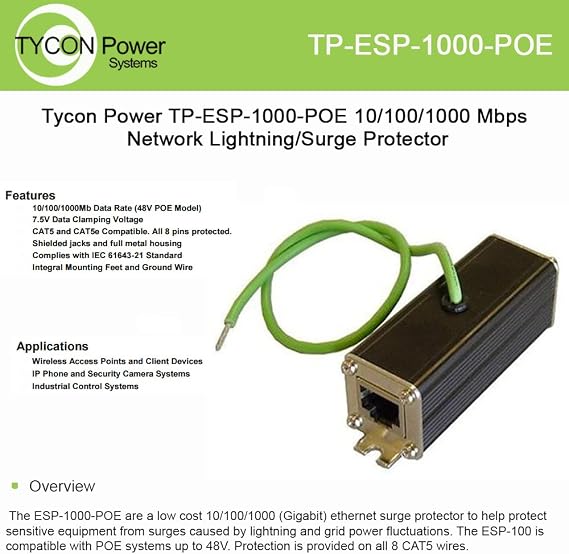 Systems, Inc Surge Protector, 5ka Surge - TP-ESP-1000-POE