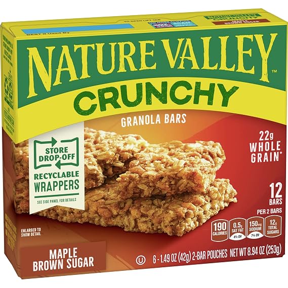 Nature Valley Crunchy Granola Bars, Maple Brown Sugar, 12 Bars, 8.9 OZ (6 Pouches)