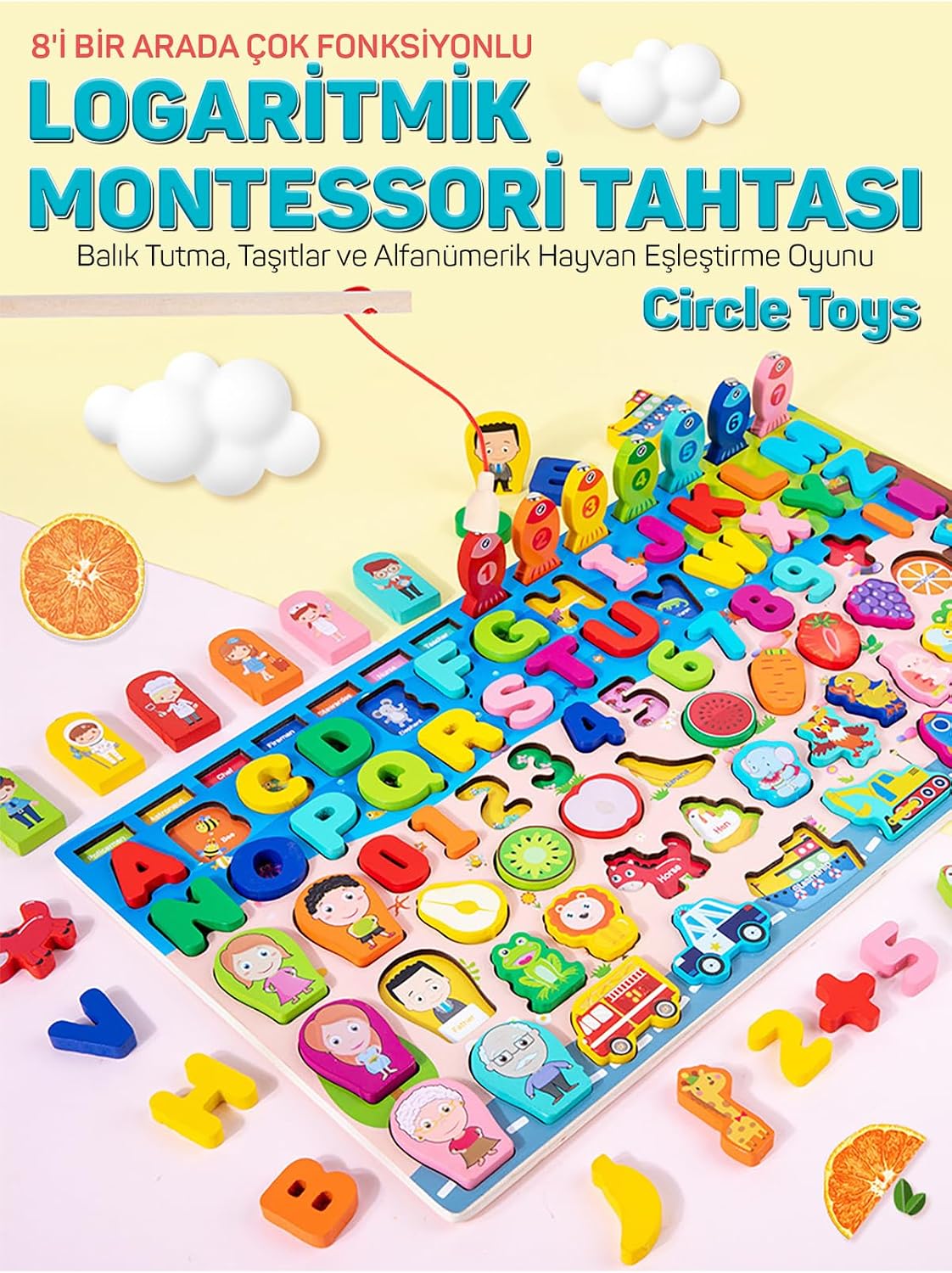 Montessori Tahtası 8i Bir Arada Çok Fonksiyonlu Balık Tutma Ve Eşleştirme Macerası