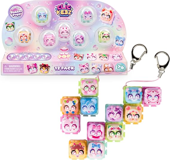 Clickeez Series 3 12-Pack | 12 Collectible Character Keyboard Keys Click and Clack | Create 2 Keychains | Ages 6+