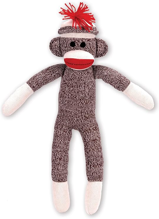 Schylling Brand Classic 20" Retro Sock Monkey Stuffed Animal - Knitted Texture Original Look - Ages 12 Months and Up
