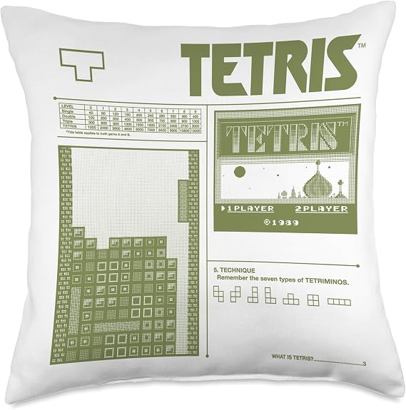 Tetris 8-Bit Modern Throw Pillow