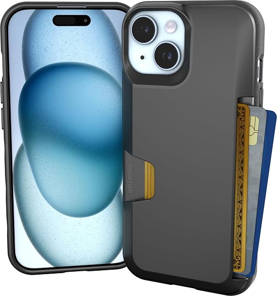 Smartish iPhone 15 Wallet Case with Card Holder, Wallet Slayer Vol 1, Black