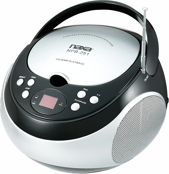 Naxa Electronics NPB-251 Portable CD Player with AM/FM Stereo Radio, Black