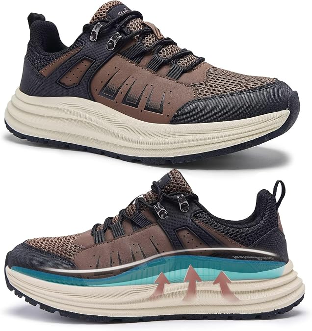 Men's Orthopedic Running Shoes: Comfortable Casual Arch Support Plantar Fasciitis Trekking Tennis Walking Shoes, Orthotic Flat Feet Hiking Training Sports Sneakers for Foot and Heel Pain Relief