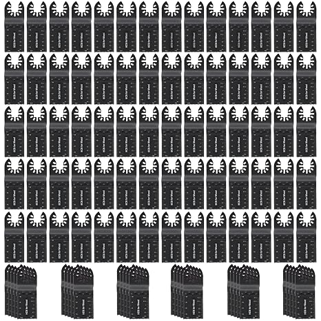 CaRoller 100Pcs Oscillating Saw Blades, Universal Oscillating Tool Blades, Multi Tool Blades Kits for Wood Plastics Metal,Quick Release Blades for Dewalt Ryobi Bosch Milwaukee