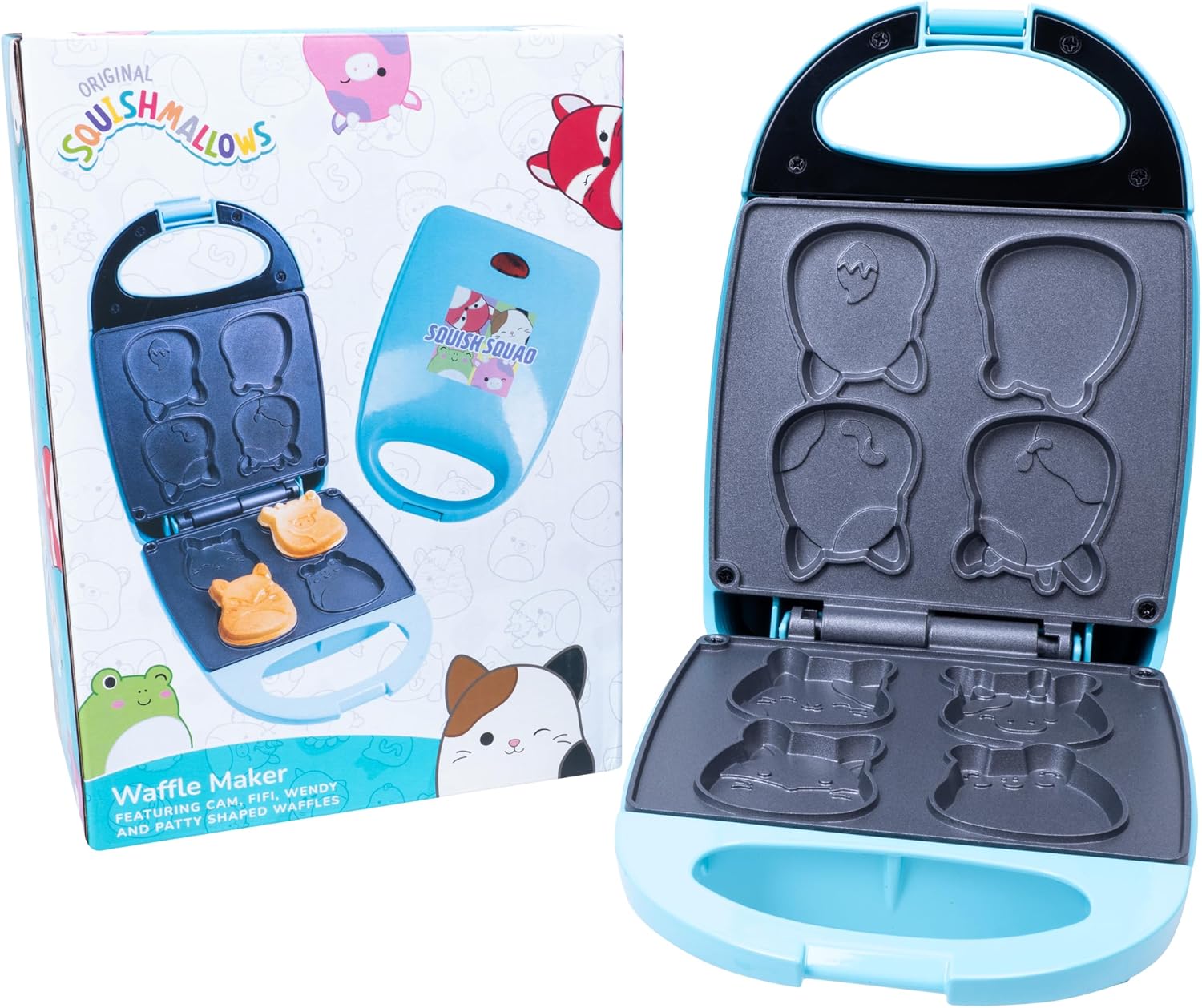 Fizz Creations Squishmallows Waffle Maker – Officially Licensed Squish Squad Waffle Maker, Makes 4 Cute Squishmallow Waffles, Non-Stick Plates, Easy to Use, Perfect for Kids and Fans