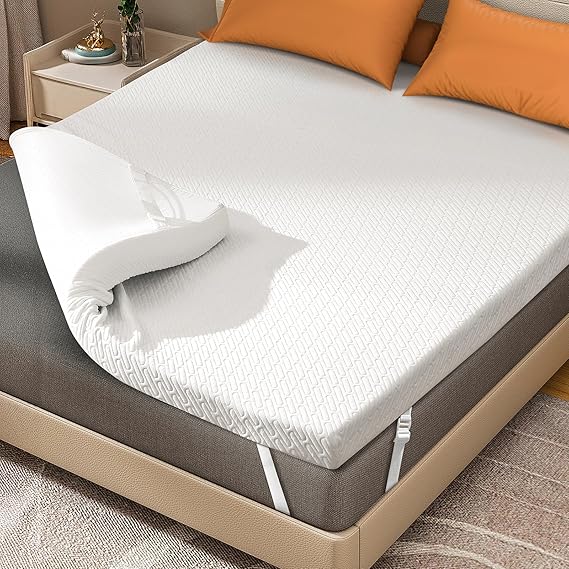 DOPEDIO 8CM Memory Foam Mattress Topper Double Bed，Dual-Layer Firmnes
