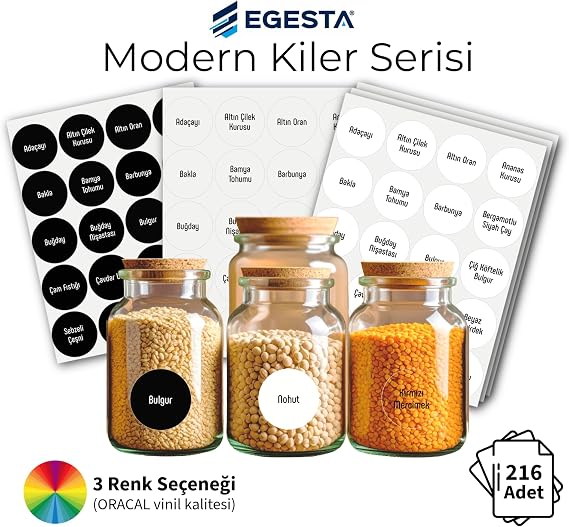 216 Adet Suya Dayanıklı Yuvarlak Baharat ve Bakliyat Etiketi - Modern Kiler Düzenleyici Kavanoz Sticker Seti - Kapsamlı Mutfak Etiketleri: Bitki Çayı, Kuruyemiş (Kristal Şeffaf)