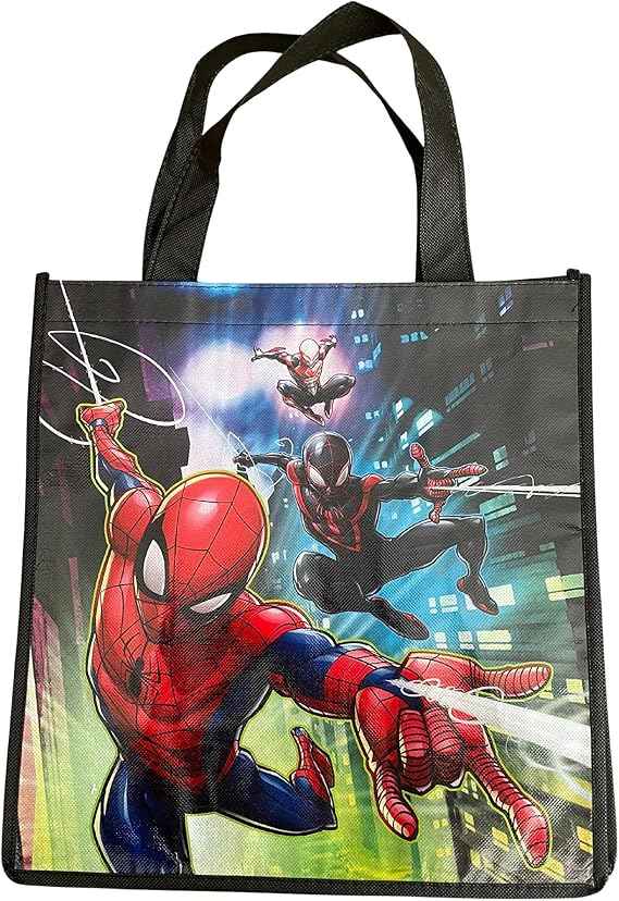 Legacy Licensing Partners Marvel's Spiderman into the Spiderverse Collectable Large Reusable Tote Bag | Spiderma Tote Bag for Shopping Groceries Gift Bag