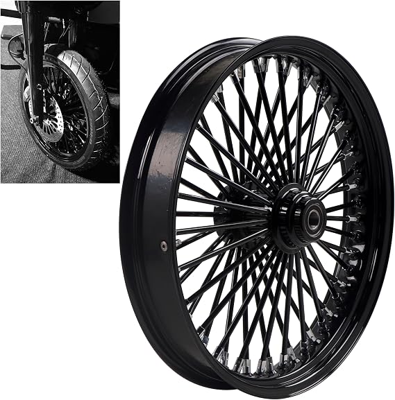 FatFlex Black 21 x 3.5" Front 00-06 Softail for Harley 21 Wheel Update, Black Fat Spokes Race 21x3.5 Fat Spokes Wheels Harley Softail Front Wheels-2135FS-1SM-BBB | ファットスポークレースデザイン、21インチ x 3.5インチ クラシックソフテイルカスタムビルド用