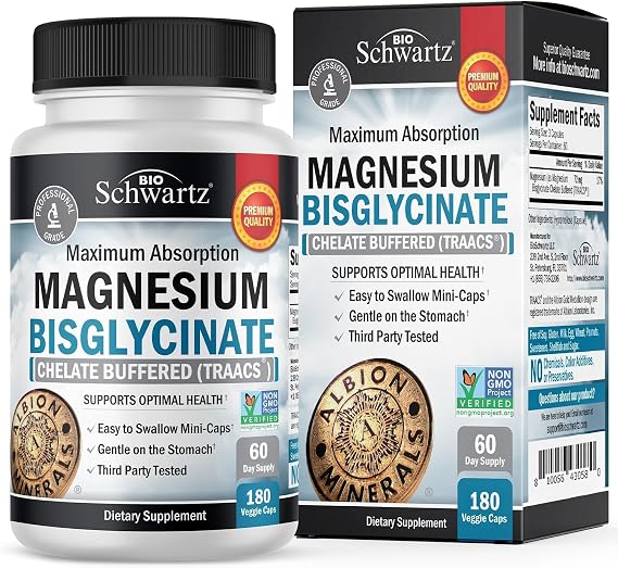 Magnesium Bisglycinate Chelated Supplement -180 Capsules