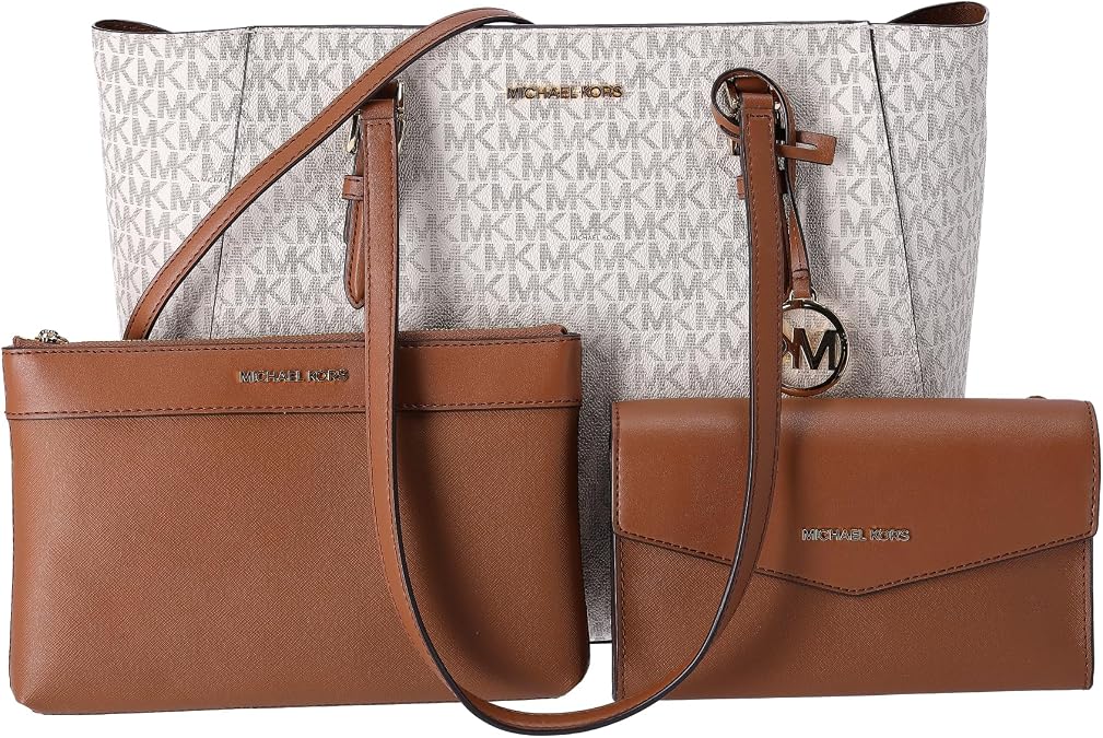 Michael Kors Charlotte Large 3-in-1 Tote Crossbody Handbag Leather