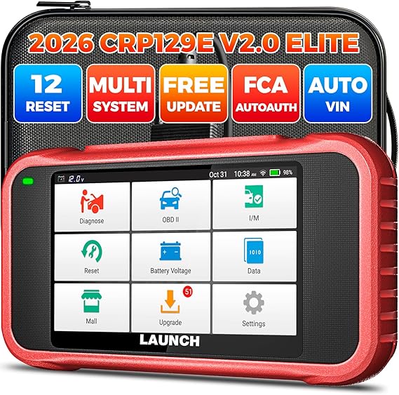 LAUNCH CRP129E V2.0 Elite OBD2 Scanner, 12 Reset, Lifetime Update Scan Tool