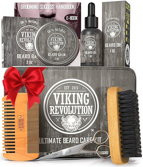 Viking Revolution Ultimate Beard Kit - Classic, 5 Pcs with Metal Box