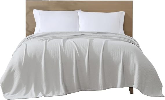 100% Organic Cotton Medium Weight Full/Queen Blanket, Oyster