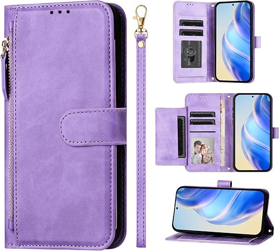 bojioderf PU Leather Compatible with Tecno Camon 19 4G Case,Compatible with Tecno Camon 19 4G Card Holder Flip Magnetic Closure Purple
