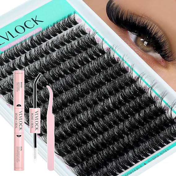 Lash Clusters Kit 80D Thick Lash Clusters Kit 10-18mm Volume Eyelash Clusters D Curly Cluster Eyelash Extensions Kit 3D Wispy Lashes Clusters DIY Lash Extension Kit for Beginner(10-18MM-80D Thick Kit)