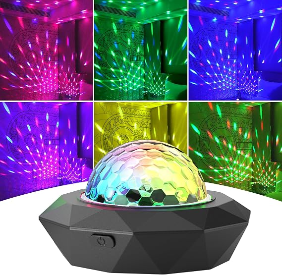 Rechargeable Disco Ball Lights, Mini RGB Party Lights Sound Activated, Strobe Stage Light Perfect for Halloween Christmas Events Birthday Wedding Decorations Home Room Dance Parties