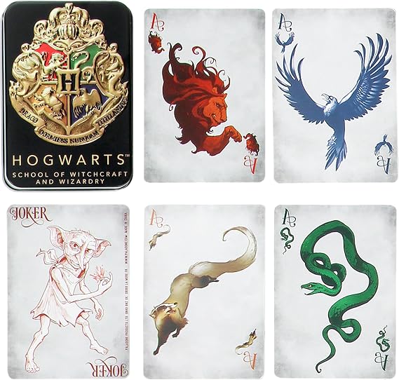 Paladone Hogwarts Playing Cards in a Tin Black, Harry Potter Game & Activity, 52 Cards Representing Gryffindor Ravenclaw Hufflepuff Slytherin