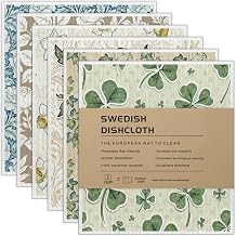 Swedish Dishcloth 6 Pack - Super Absorbent Reusable Dish Cloths, Biodegradable Compostable Cleaning Cloth, Food-safe Plastic-free Dishcloths for Dishes, Surfaces (Floral)