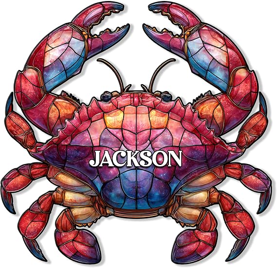 Custom Crab Metal Sign Personalized Name Wall Decor for Beach House, Porch, Yard, Fence, or Room Fun Gift for Mom, Dad, Kids, Seafood Lover on Birthday or Coastal Celebration