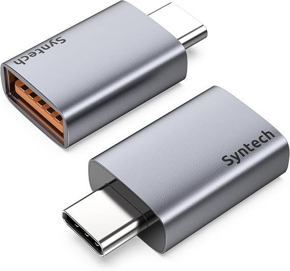 Syntech USB C to USB Adapter (2 Pack), 10Gbps USB3.2 Gen 2 Fit Side by Side, Type C Male to A 3.2 Female Adapter Compatible with iPhone 17e 17 Pro Max/iPad/iMac/MacBook Pro & Thunderbolt 5/4 Devices