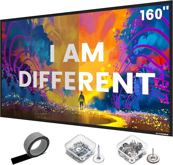 ALR Projector Screen Material for Standard Throw- for DIY Frame or Wall Mounted - High Contrast 70% ALR High Brightness 2.7X Gain - 160 inch 2.35:1 Gray Screen - by SilverMagic