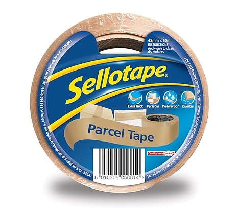 Sellotape Parcel Tape, Brown Tape for Packing, High-Strength Packaging Tape for Professional & Office Use, Packing Tape for Heavy Loads, 48mmx50m, 1760685