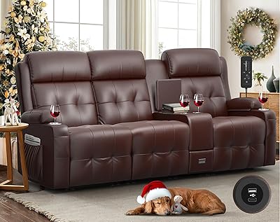 Recliner Sofa, Massage Reclining Sofa 3 Seater Sets Heavy Weight Capacity, RV Loveseat Couch Clearance with Console, USB, Type C Port, Storage, Cup Holders, Wall Hugger Chair for Living Room