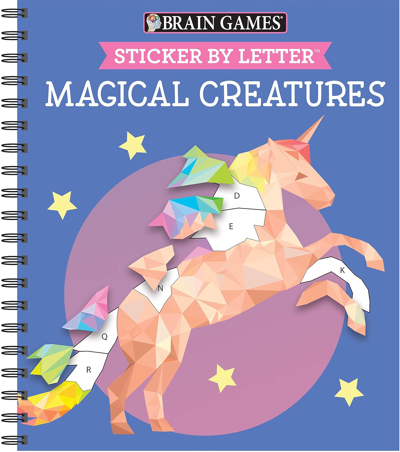 Brain Games - Sticker by Letter: Magical Creatures Sticker Puzzles - Kids Activity Book Spiral-bound – January 15, 2021
