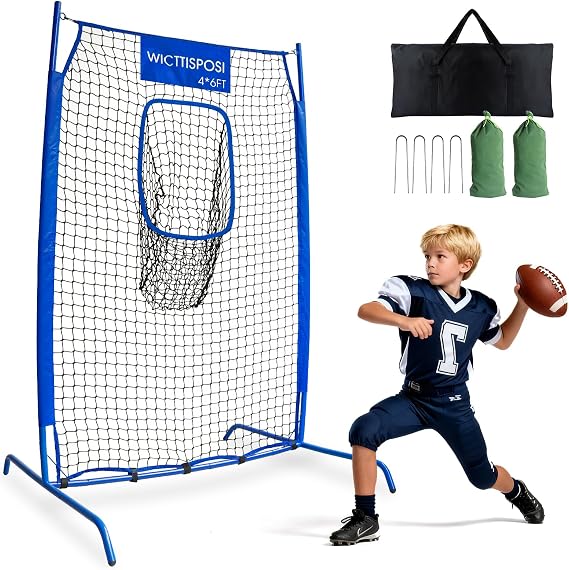 Football Throwing Target Net, Quarterback Training Equipment with CarryBag