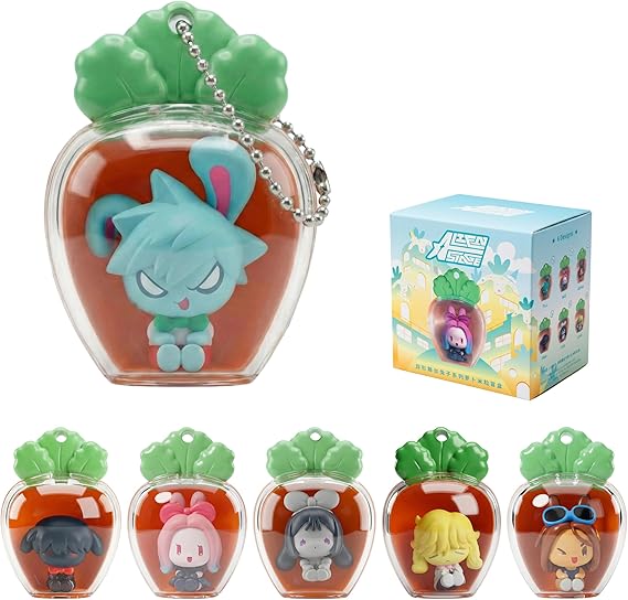 YJacuing Alien Stage Rabbit Series Blind Box Carrot Keychain with Minifigure Official Anime ALNST Mystery Bag Charm