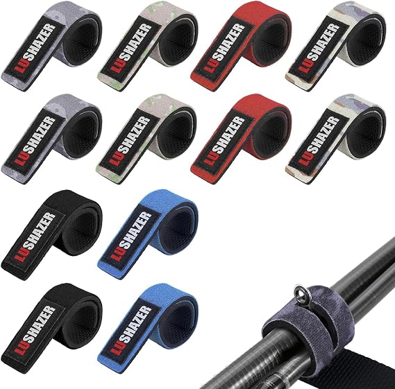 Pawfly 12 Pcs Fishing Rod Straps, 6 Colors, Hook and Loop Pole Straps