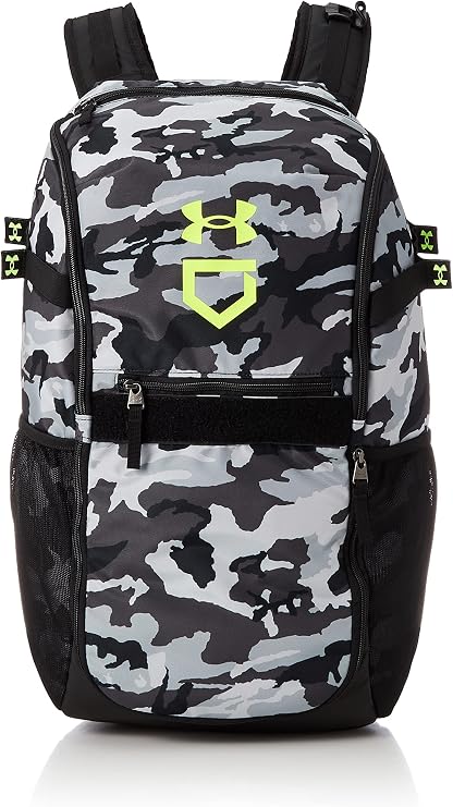 Under Armour Men's Baseball Bag, UA Utility Backpack, Print, Black/High-Vis Yellow, Black / High-Vis Yellow, Free Size