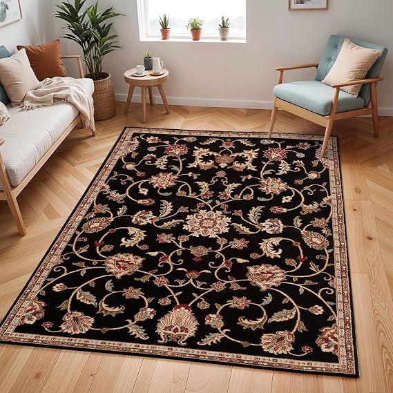 Livabliss Bekuri Oissy Vintage Rug, Boho – 160x230 cm, Black, Brown & Red