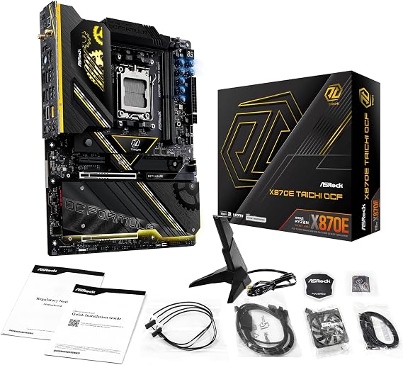 ASRock X870E Taichi OCF Socket AM5 ATX Motherboard, Supports AMD Ryzen 9000/8000/7000 Series, 22+2+1 Power Phase, DDR5, 2X PCIe 5.0 x16, USB4, WiFi 7, 5GbE LAN