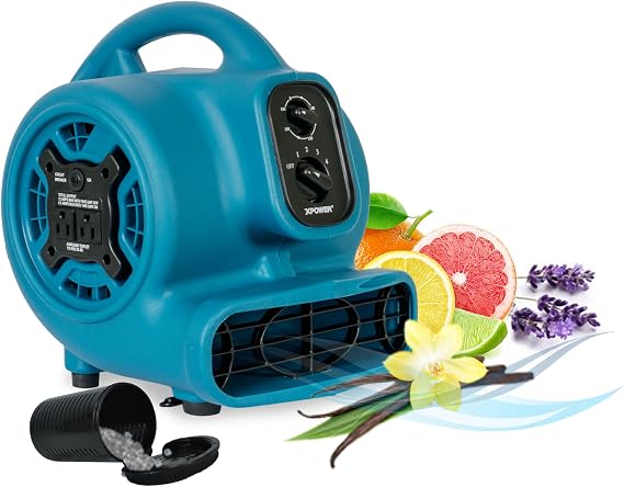 XPOWER P-260AT Freshen Aire Scented Air Mover Scent Diffusing Fan for Immediate Scenting, Cooling, Ventilating, Drying of Large Areas,Blue